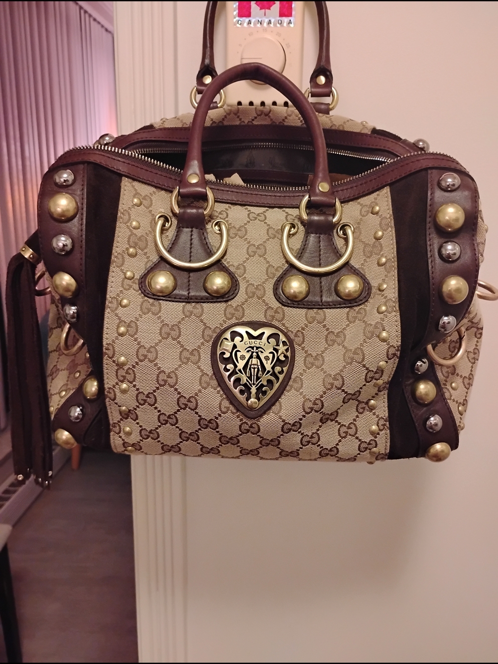 Gucci Brown/Tan Monogram Canvas Boston Bag